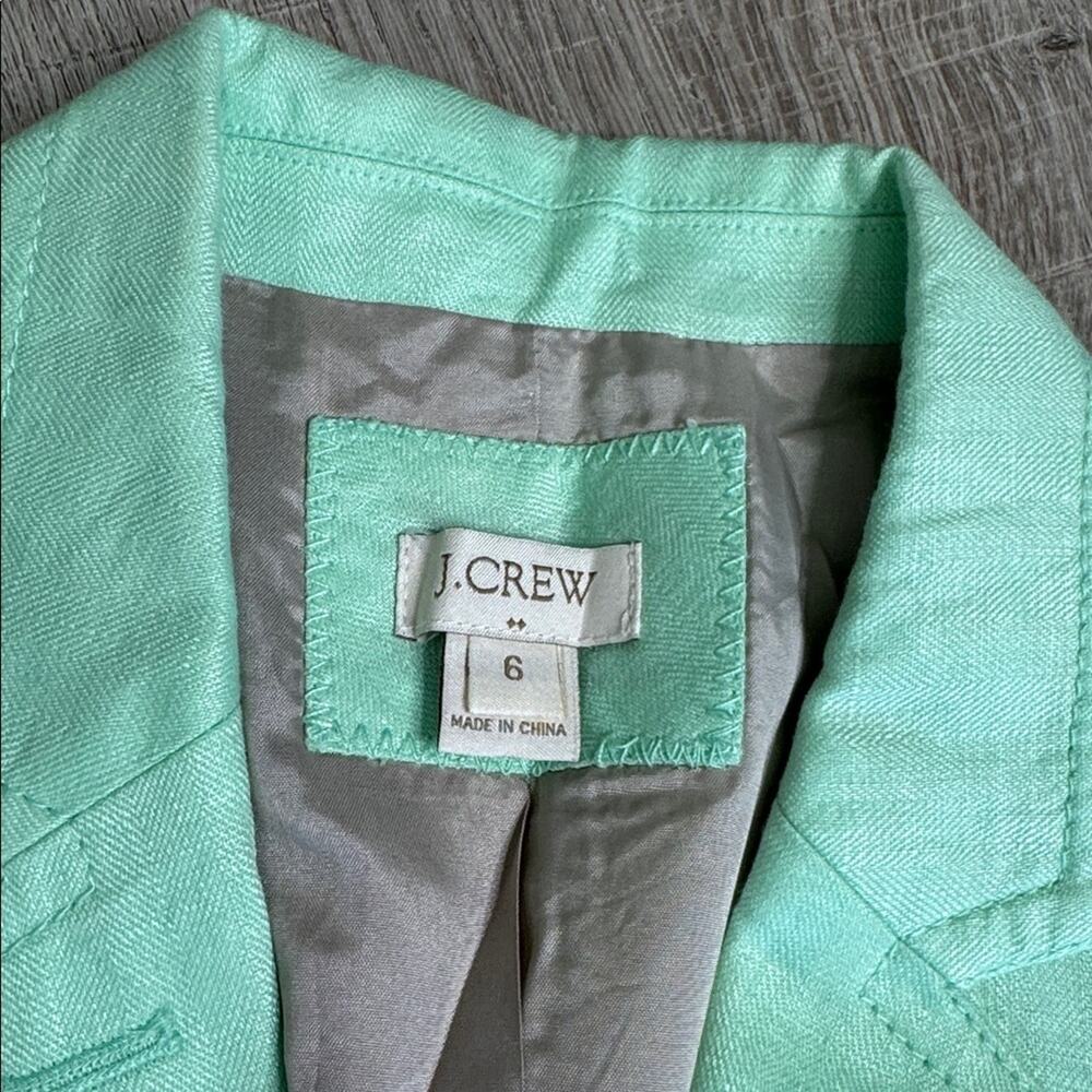 J. CREW Women’s Linen Mint Green 2 Button Blazer Jacket - Picture 2 of 9